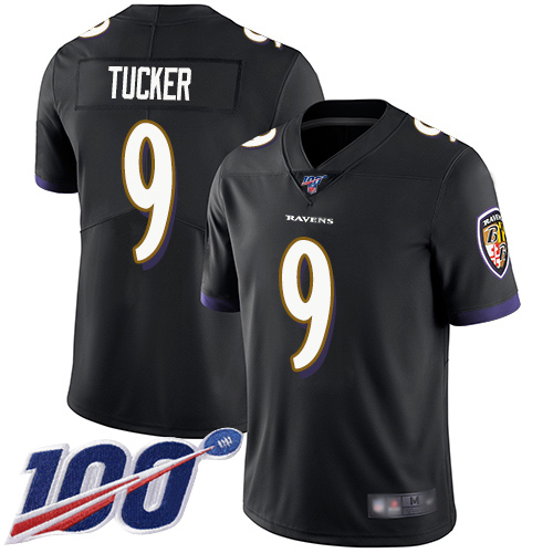 Baltimore Ravens Limited Black Men Justin Tucker Alternate Jersey NFL Football 9 100th Season Vapor Untouchable